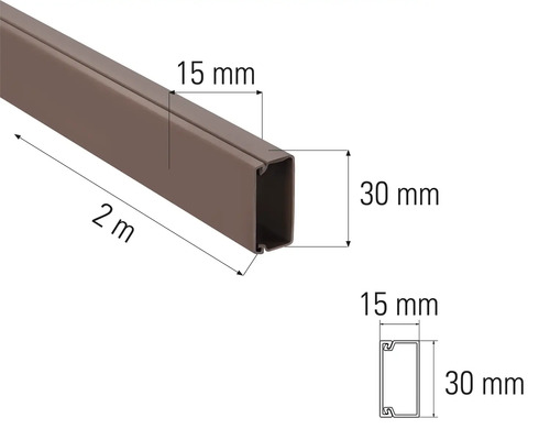 Vierkante buis van twee meter lang met afmetingen van 15 millimeter bij 30 millimeter