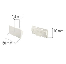 Kunststof afdekkap, 60 mm breed, 0,4 mm dik en 10 mm hoog