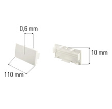 Kunststof afdekking met afmetingen 0,6 mm x 110 mm x 10 mm