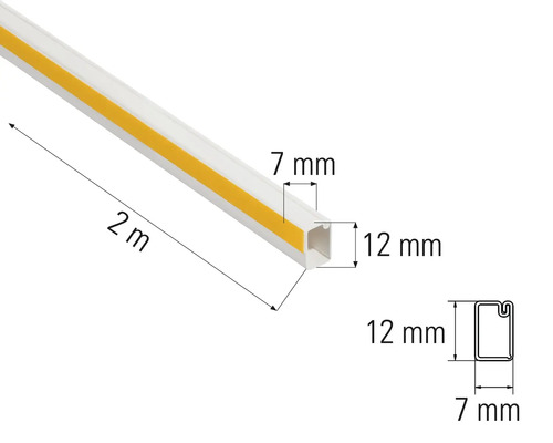 Kunststof kabelgoot, 2 meter lang, met afmetingen