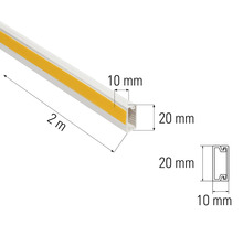 Kunststof profielstrip, 2 meter lang, met maatvoering