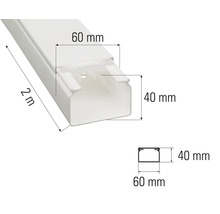 Kabelkanaal, 2 meter lang, 60 millimeter breed, 40 millimeter hoog