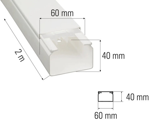 Kabelkanaal, 2 meter lang, 60 millimeter breed, 40 millimeter hoog