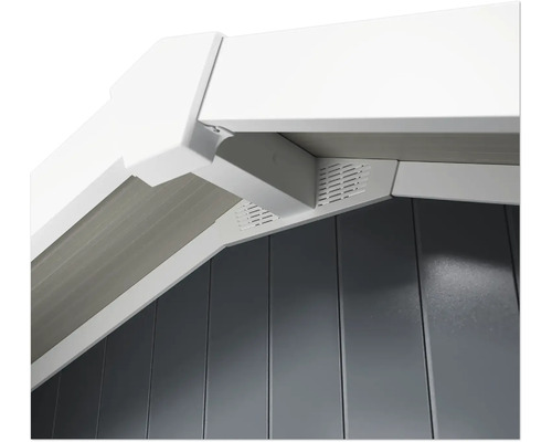 Detailopname van een tuinhuis met ventilatie