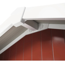 Detailopname van een tuinhuis met ventilatie