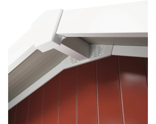 Detailopname van een tuinhuis met ventilatie
