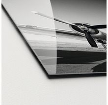 Foto op acrylglas met zwart-wit motief van een vliegtuig