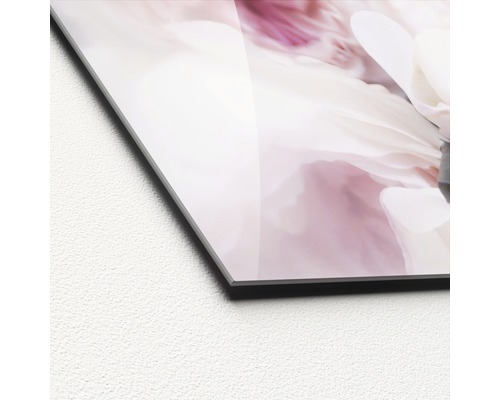 Detailweergave van een acrylglasplaat met bloemmotief