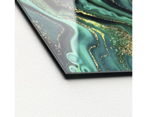 Decoratieve glazen afbeelding met abstract patroon in groen en goud