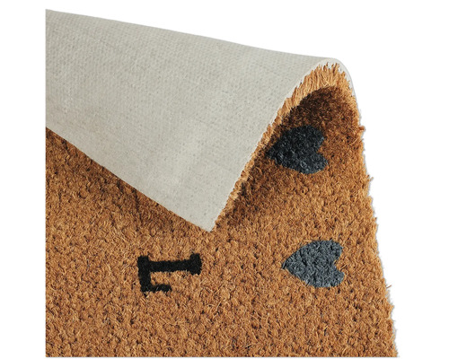 Kokosvezel deurmat met hartmotieven en antislip achterkant