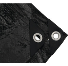 Detailweergave van een dekzeil met ogen voor bevestiging