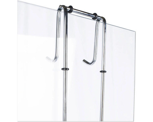 Douchecabine ophangsysteem met twee haken voor montage aan een douchewand