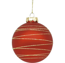 Decoratieve kerstboombal met gouden decoratieve lijnen