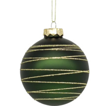 Groene kerstbal met gouden strepen