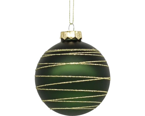 Groene kerstbal met gouden strepen