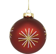 Rode kerstbal met sterpatroon