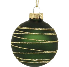 Groene kerstbal met gouden strepen