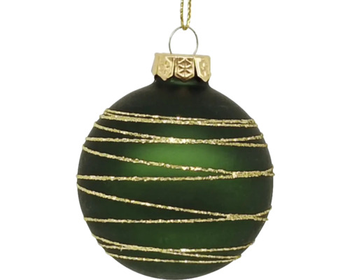 Groene kerstbal met gouden strepen