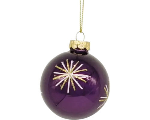 Paarse kerstbal met sterpatroon om op te hangen