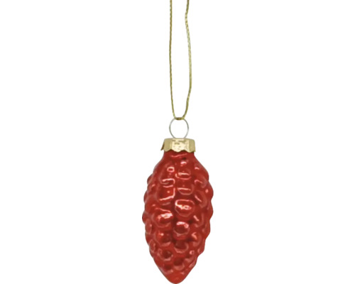 Rode kerstbal in kegelvorm met hanger