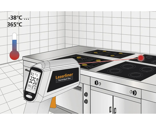 Laserliner ThermoSpot One infraroodthermometer in gebruik in een keuken
