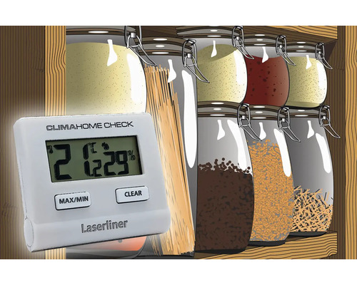 Laserliner Clima Home Check digitale thermo-hygrometer voorraadpotten in de schap