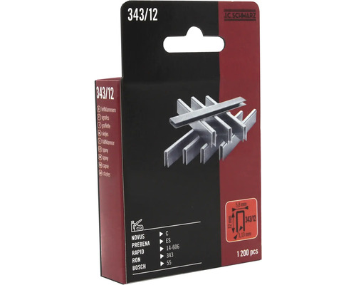 Hechtnieten, type 343/12, verpakking met 1200 stuks