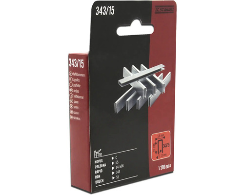 J C Schwarz nietjes type 343/15, 1200 stuks, in kartonnen verpakking