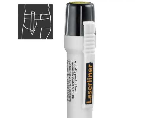 Laserliner diepgatmarker met clip voor bevestiging aan de riem