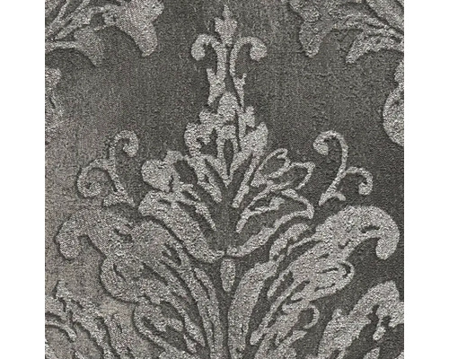 Close-up van een grijs behang met bloemmotief