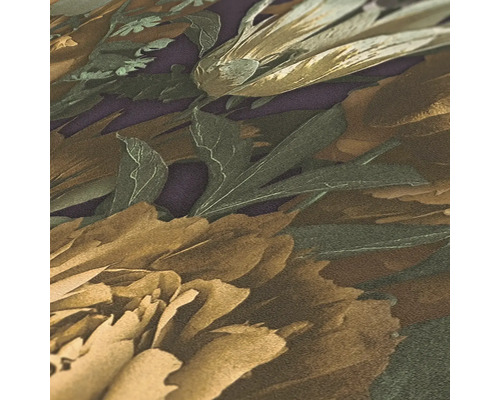 Close-up van een behang met bloemmotief.