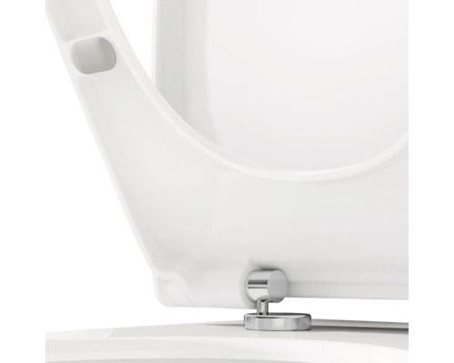 Detailopname van een toiletbril met bevestigingsmateriaal