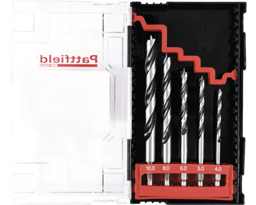 Patfield houtboorset met verschillende maten in transparante doos