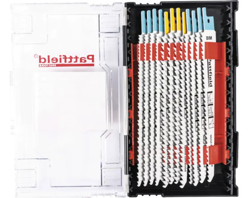 Pattfield decoupeerzaagbladen set in geopende opbergdoos