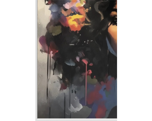 Schilderij met abstracte vormen en donkere tinten