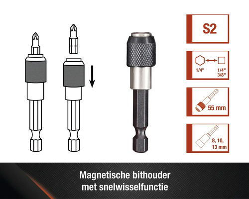 Magnetische bithouder met snelwisselfunctie