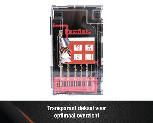 Pattfield boor set in transparante verpakking