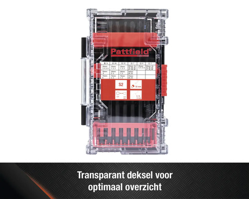 Pattfield bitset in transparante opbergdoos