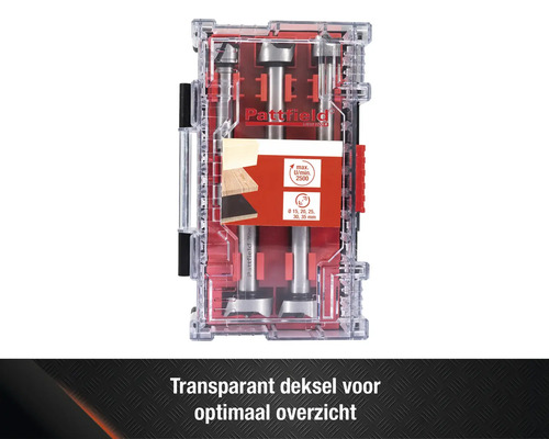 Pattfield Forstnerboor set in transparante opbergdoos