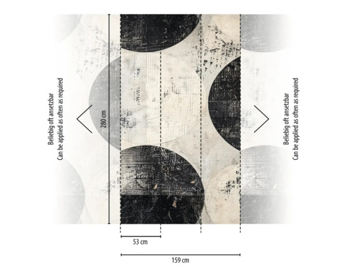 Behang met cirkelpatroon en maatvoering
