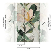 Behang met bloemmotief en maataanduidingen