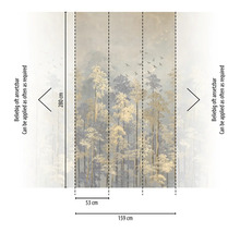 Fotobehang met bosmotief en maataanduidingen