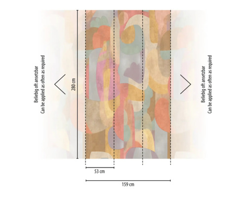Behang met abstract patroon en de afmetingen 280 cm x 159 cm