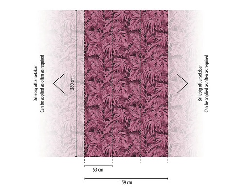 Behang met bladerpatroon en maatvoering