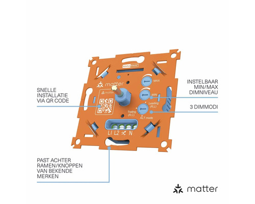 Matter dimschakelaar met QR-code voor snelle installatie
