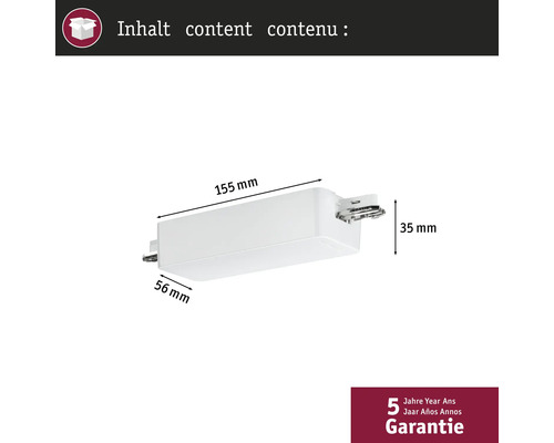 Afmetingen van een ledlamp: 155 mm lang, 56 mm breed en 35 mm hoog. Vijf jaar garantie.
