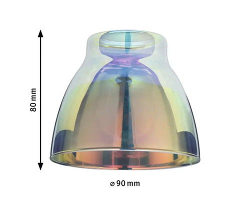 Lampenkap van glas, 80 mm hoog en 90 mm diameter
