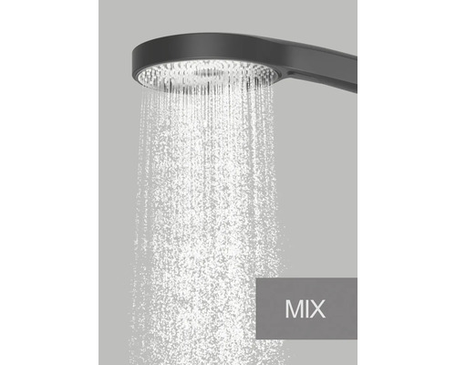 Douchekop met waterstraal in mixmodus