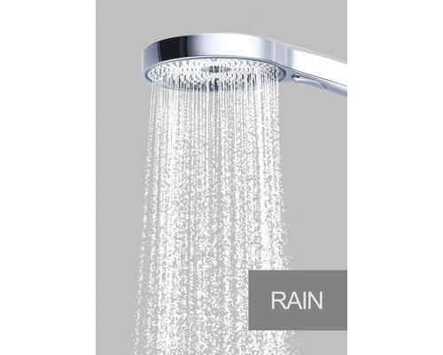 Regendouchekop in gebruik