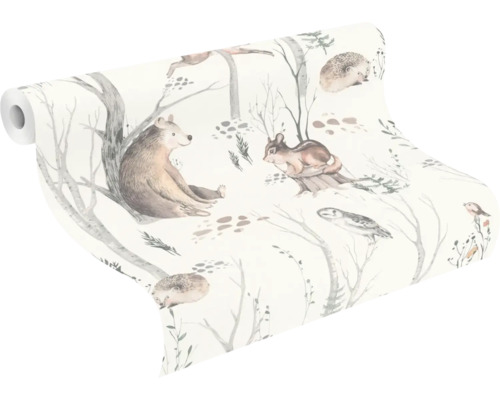 Rol behang met bosdiermotief